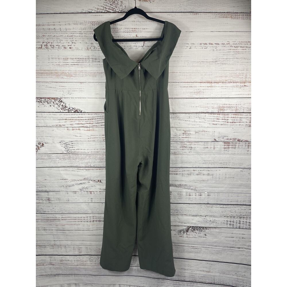Luxxel Jumpsuit Women's SZ L Green Off Shoulder Wide Leg Elegant Pockets LJP4234 - Picture 10 of 10